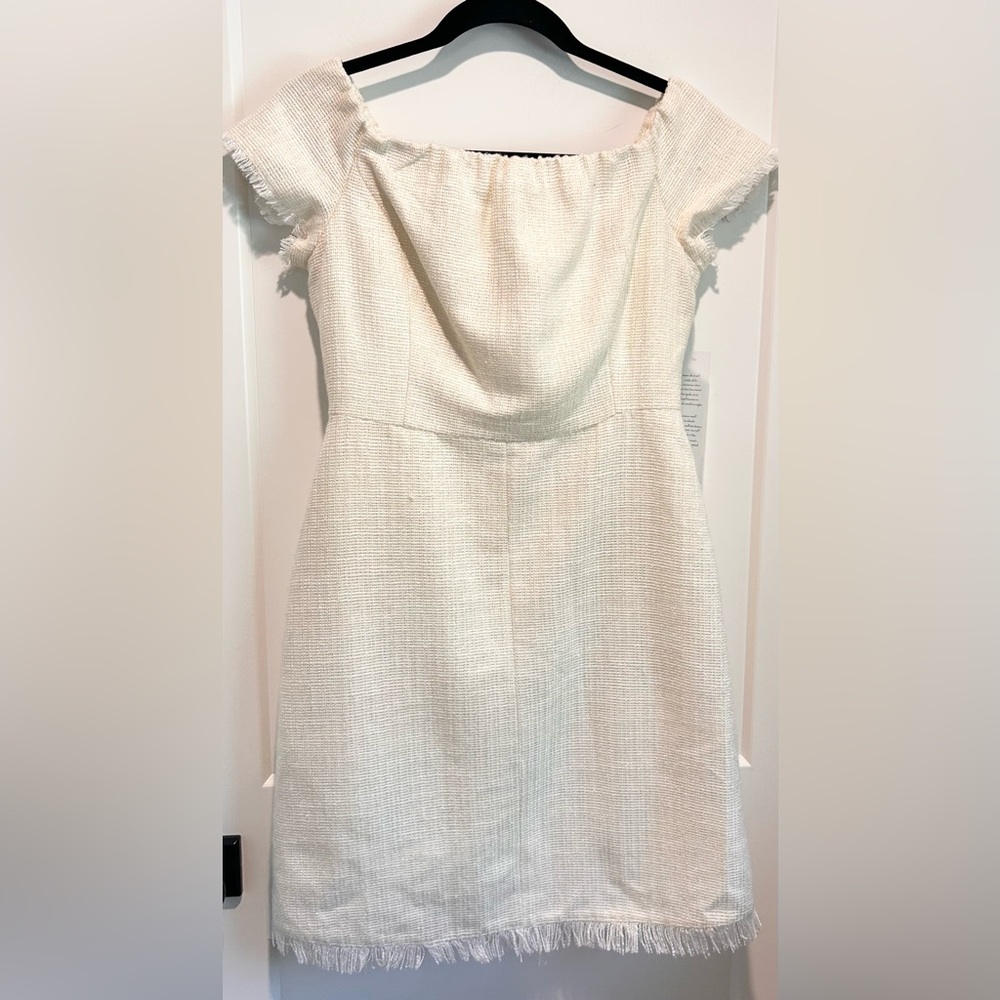 Nanette Lepore Cream Tweed Mini Dress NWT Size 4 Quiet Luxury Chic - Picture 3 of 12